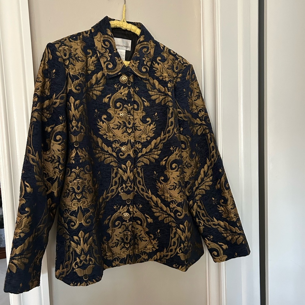 Elegant Gold and Black  Brocade Jacket